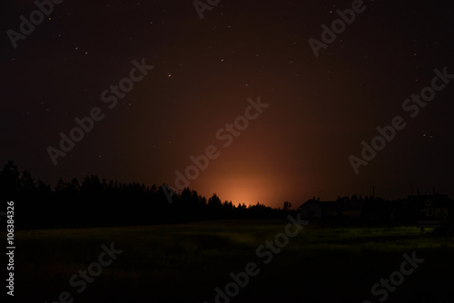 night sky landscape with sunset