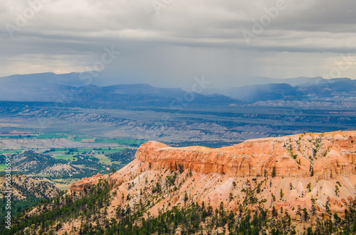 Hoodoos during cloudy, moody weather at Bryce Canyon National Park in Utah