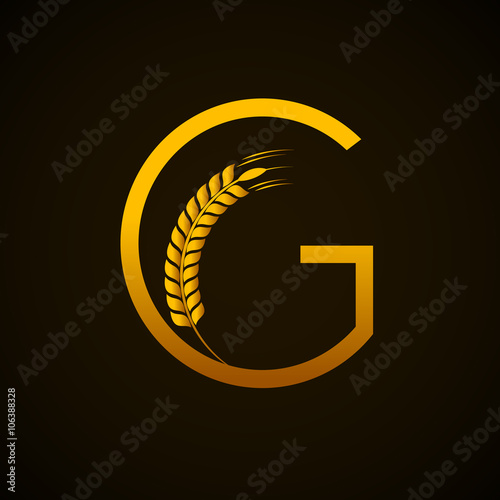 Abstract letter G logo design template with Ears of Wheat,Rice,V