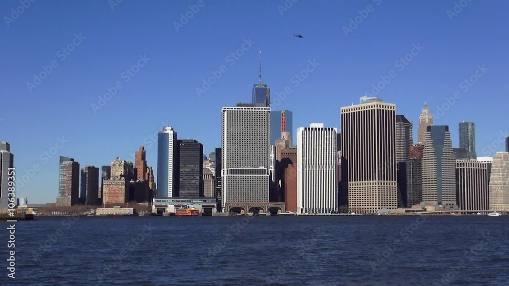Manhattan Skyline with new World Trade Center on a sunny day Manhattan Skyline with new World Trade Center on a sunny day