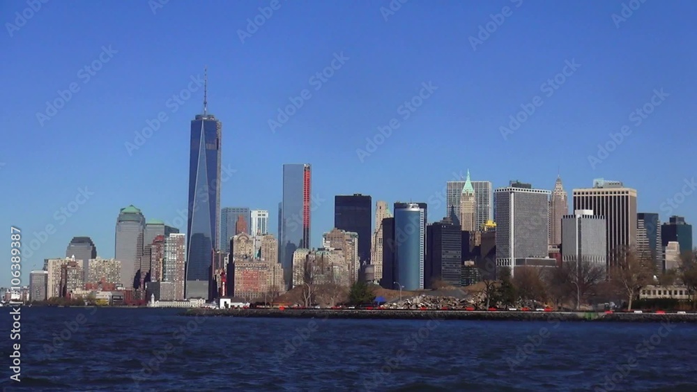 Manhattan Skyline with new World Trade Center on a sunny day Manhattan Skyline with new World Trade Center on a sunny day