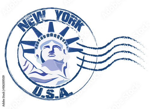 Vector - Grunge rubber stamp with Statue of Liberty and the word New York