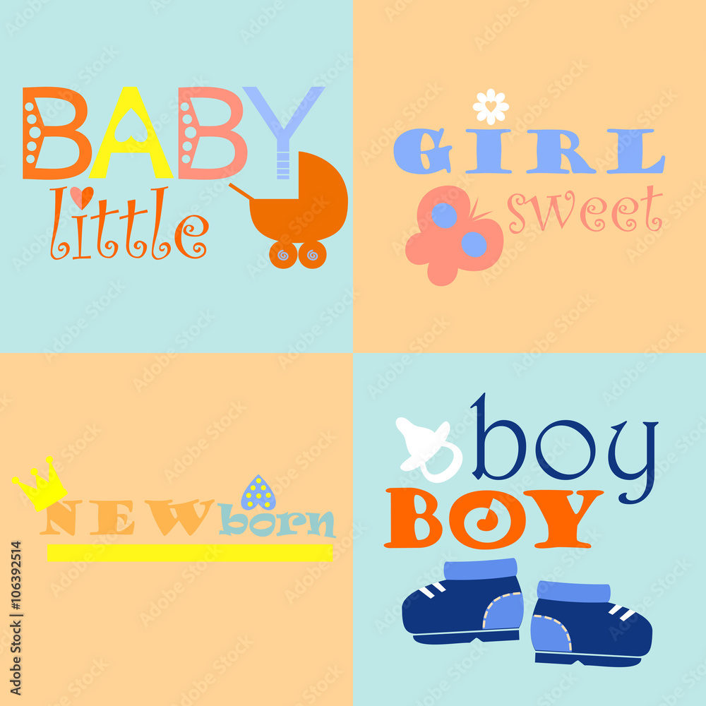 Fototapeta premium baby logos and icons with inscriptions