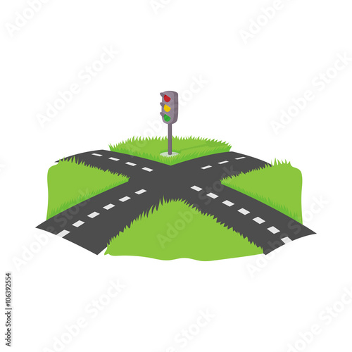 Crossroad icon, cartoon style