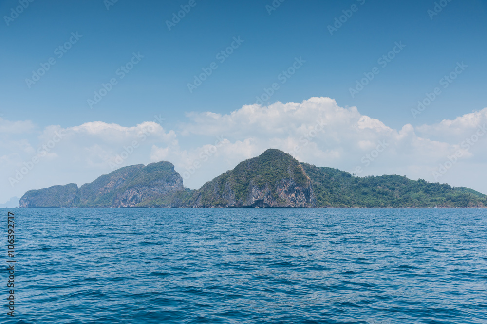 Landscape summer on the sea and formations mountain