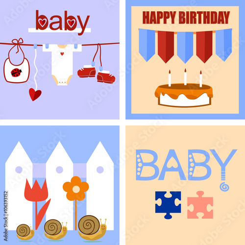 children's logo with inscriptions and funny pictures