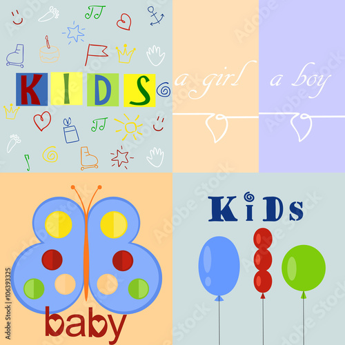 five different baby logos and backgrounds