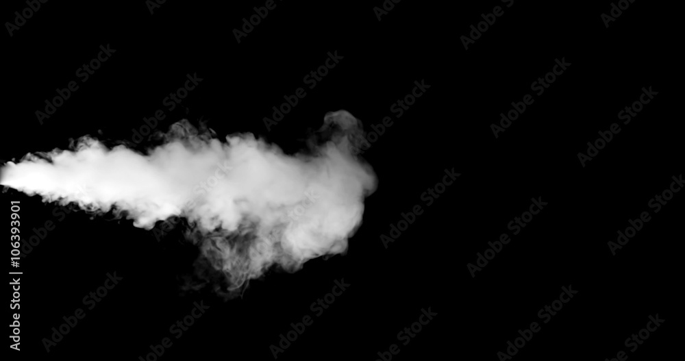 blowing steam with white smoke isolated on black background