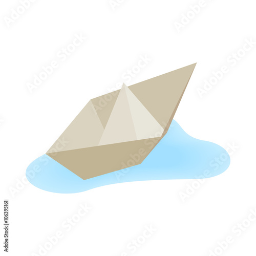 Paper boat icon, isometric 3d style