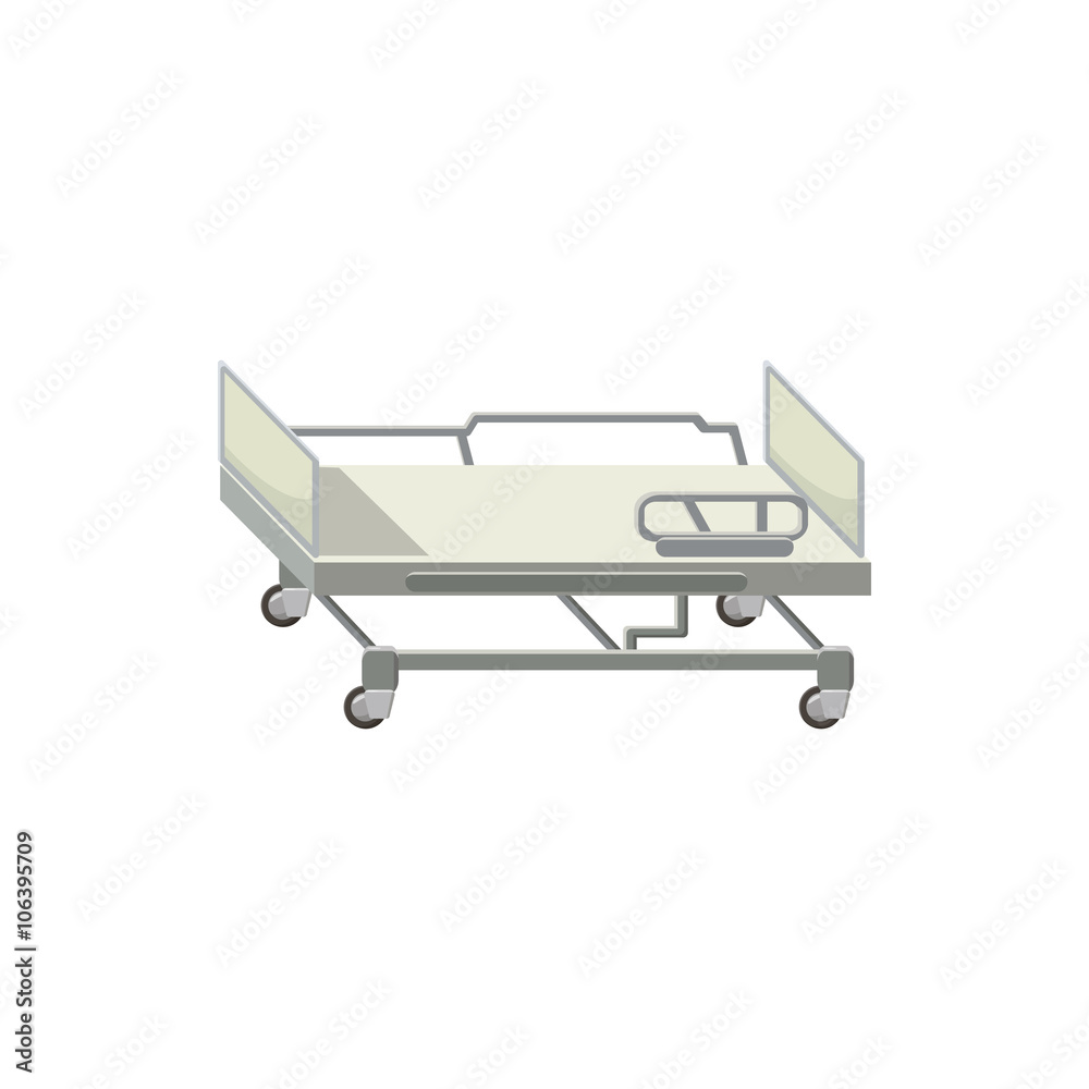 Mobile medical bed icon, cartoon style
