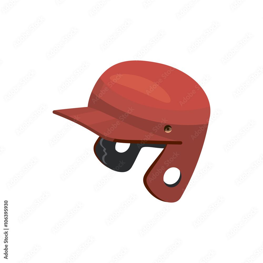 Red baseball helmet icon, cartoon style Red baseball helmet icon, cartoon style
