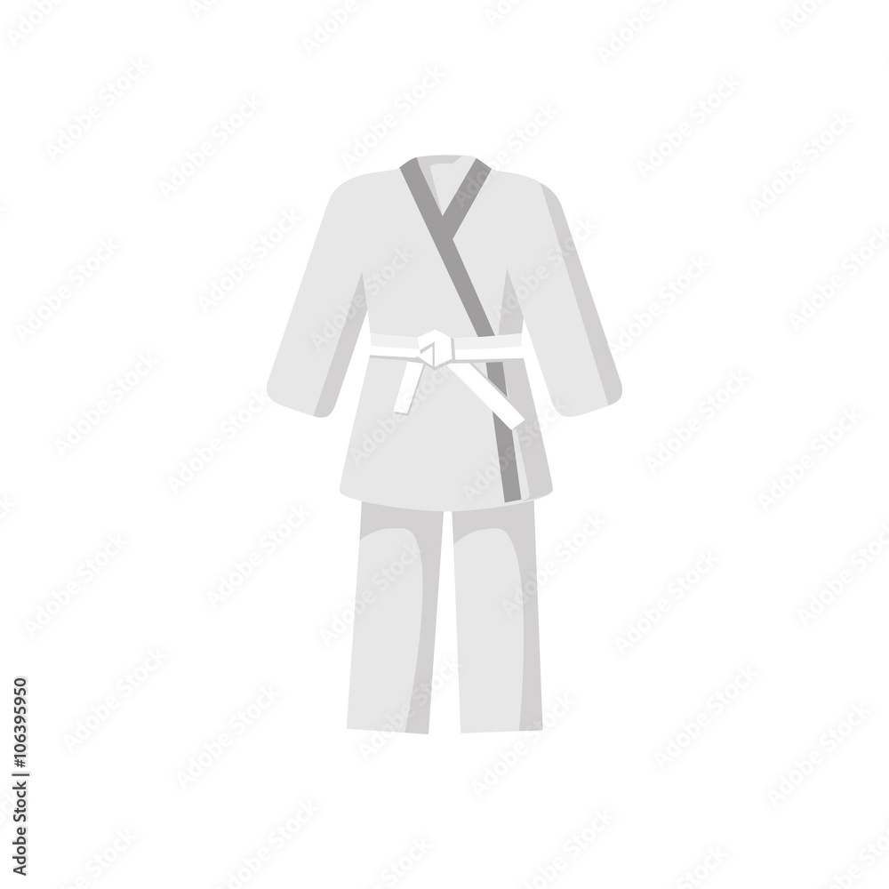 Kimono with martial arts white belt icon Kimono with martial arts white belt icon