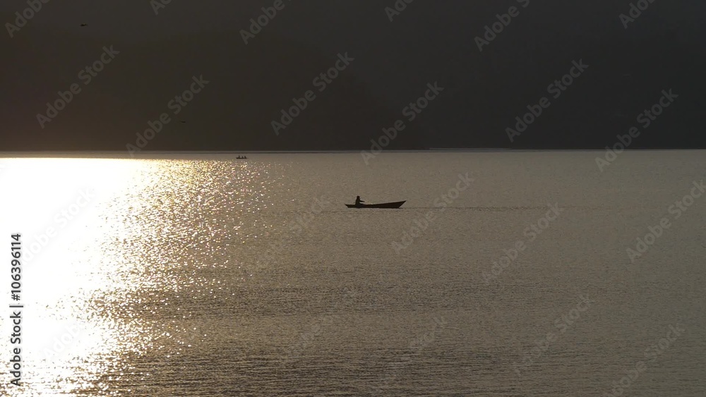 Boat on sunset background Boat on sunset background