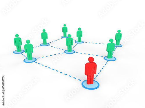 3d men connected affiliate marketing concept