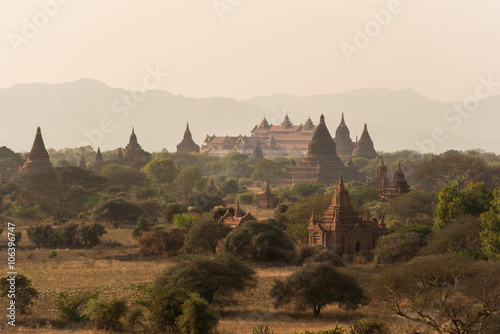 Pagoda landscape the plain of Bagan   Myanmar