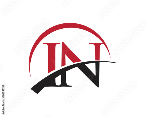 IN red letter logo swoosh