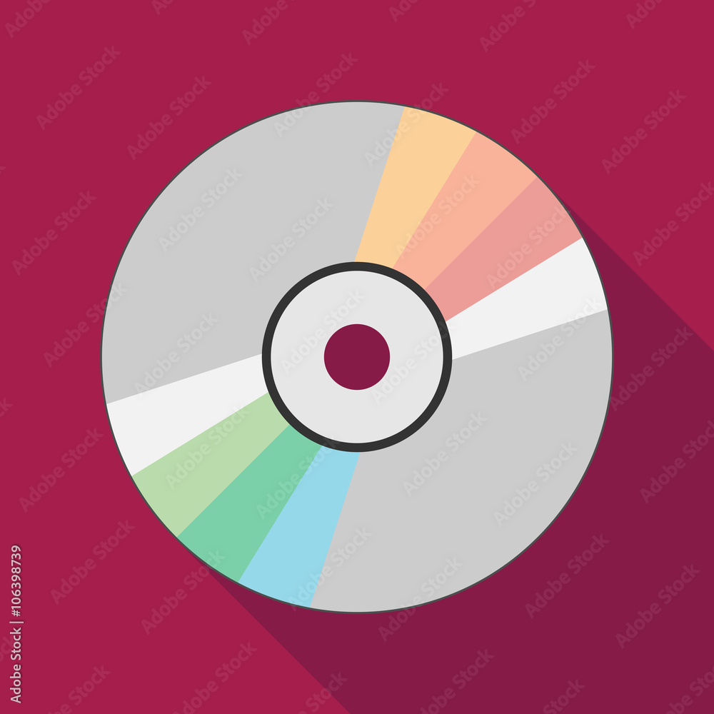 compact disc icon with long shadow. flat style vector illustration compact disc icon with long shadow. flat style vector illustration