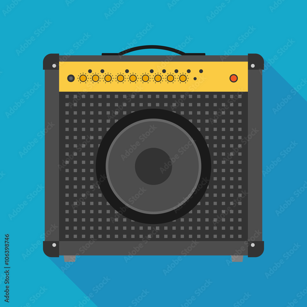 guitar amplifier icon with long shadow. flat style vector illustration guitar amplifier icon with long shadow. flat style vector illustration