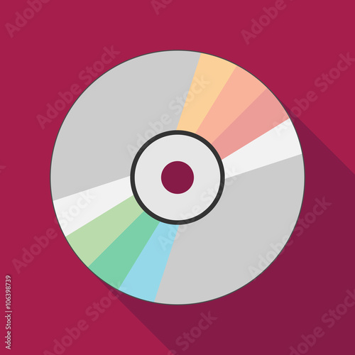 compact disc icon with long shadow. flat style vector illustration