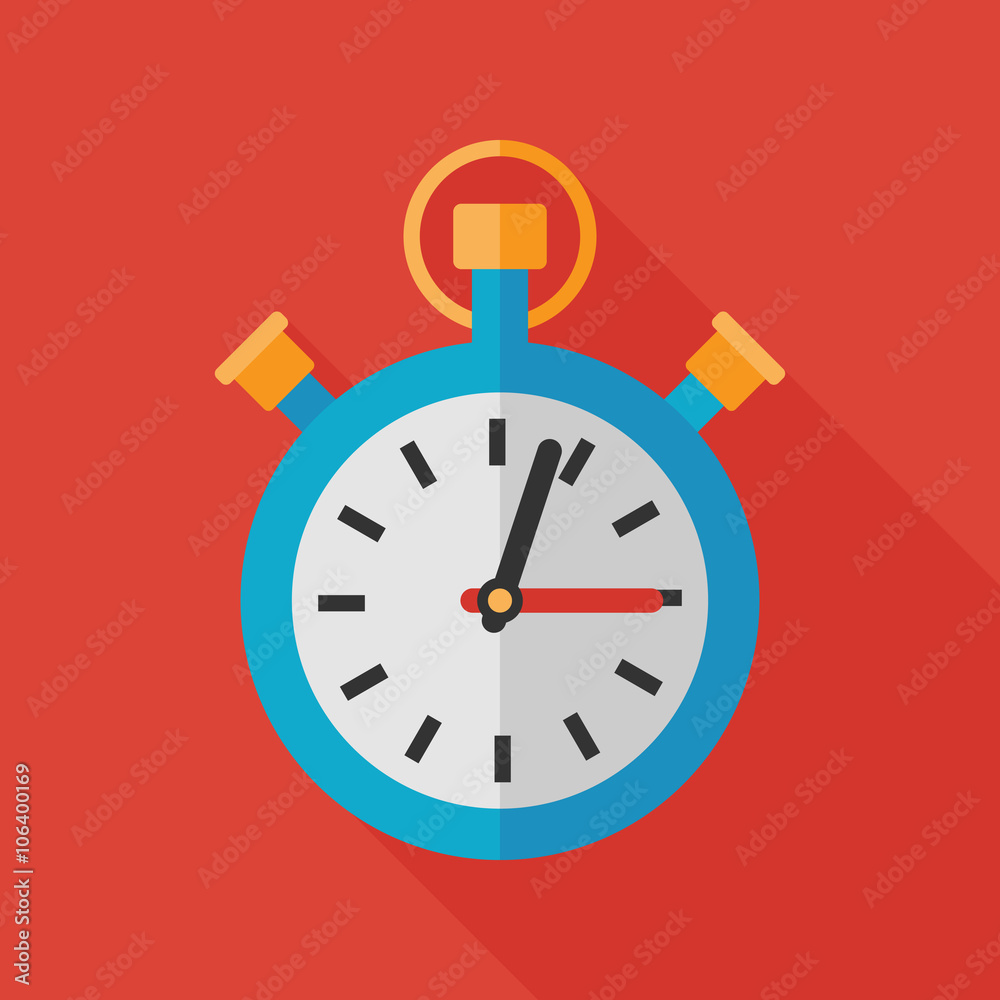 stopwatch icon with long shadow. flat style vector illustration stopwatch icon with long shadow. flat style vector illustration
