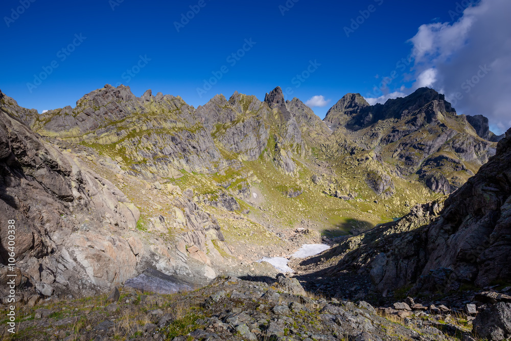 Picturesque landscape of Caucasus mountains in Georgia