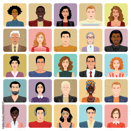 Set of vector icons - avatars in cartoon style. 