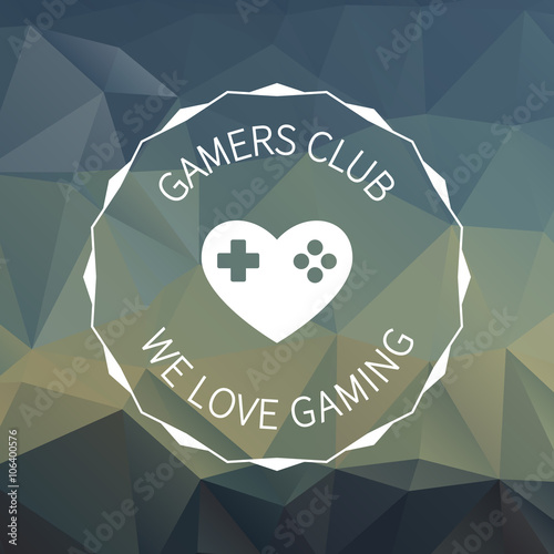 gaming badge on trendy triangle background