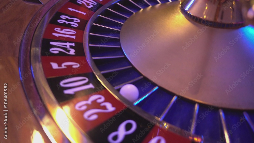 Roulette Wheel in a casino - ball in field 23 red Roulette Wheel in a casino - ball in field 23 red