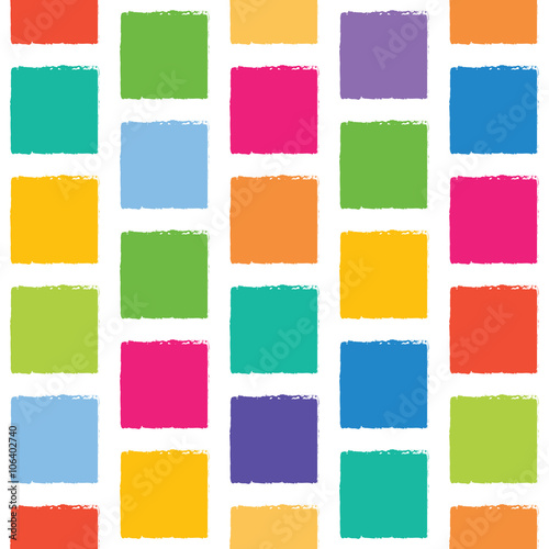 Vector seamless pattern with colorful squares with jagged edges.