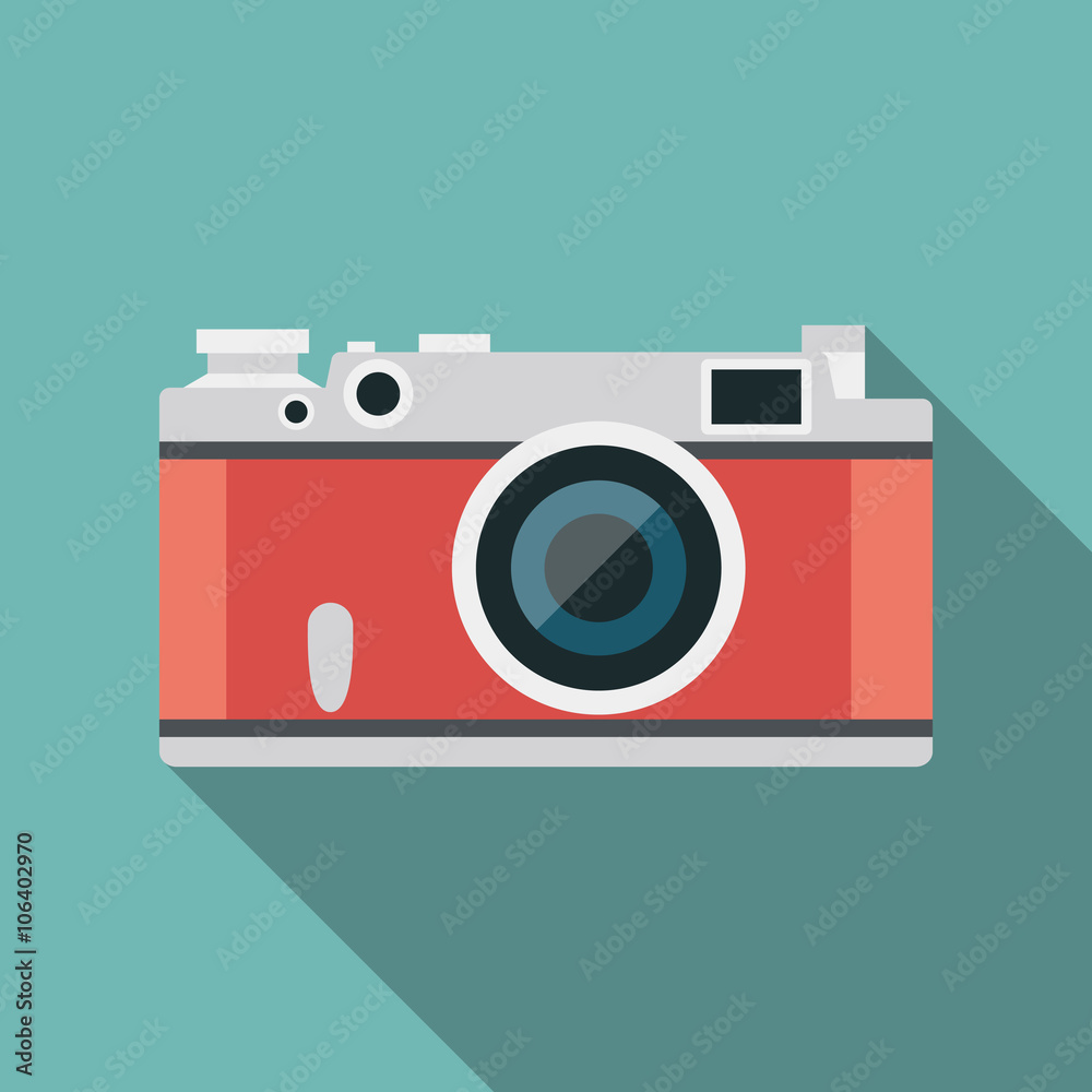 rero camera icon with long shadow. flat style vector illustration rero camera icon with long shadow. flat style vector illustration