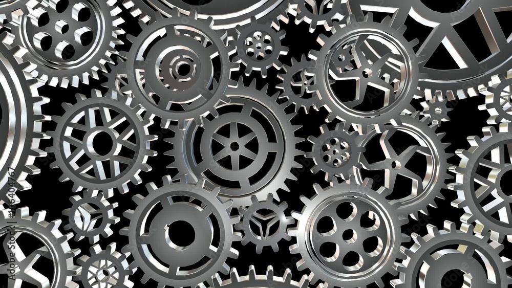 Rotating metal gears loop Rotating metal gears loop