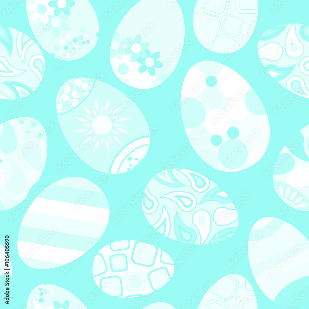 Seamless pattern of Easter eggs on light blue background Seamless pattern of Easter eggs on light blue background