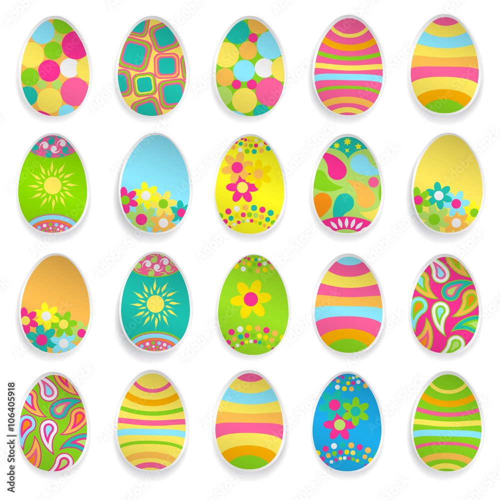 Set of paper Easter eggs