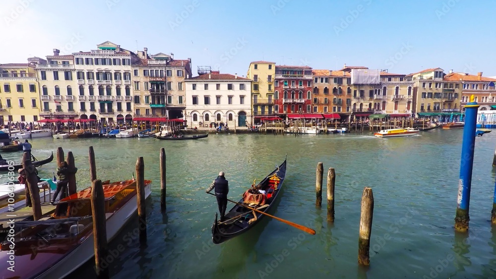 Time lapse of Gondolas in a Grand Venice canal Time lapse of Gondolas in a Grand Venice canal