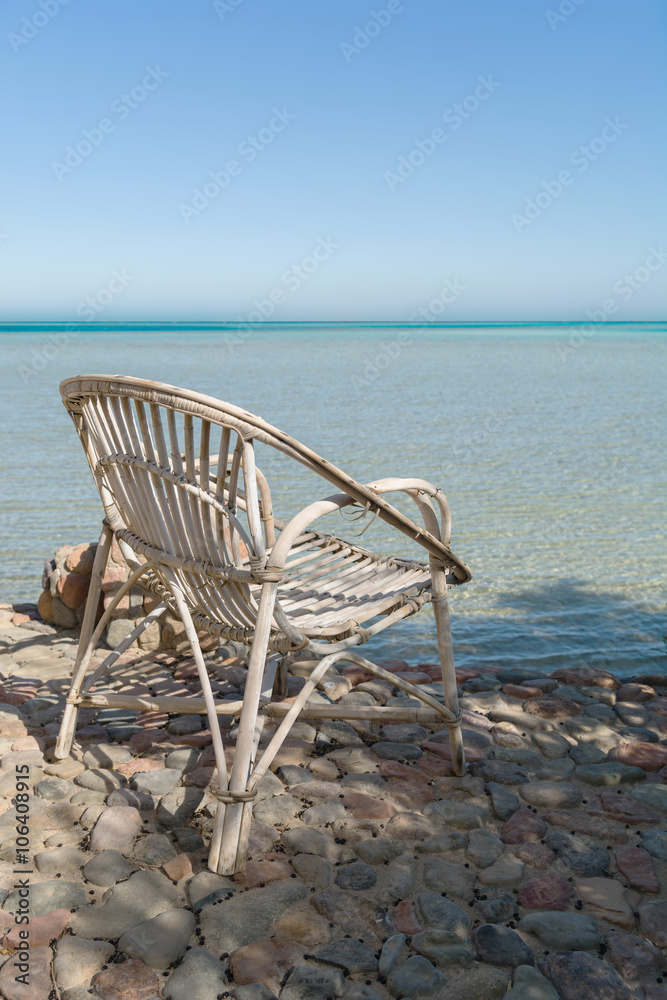 Wicker Chair on Beach near red sea