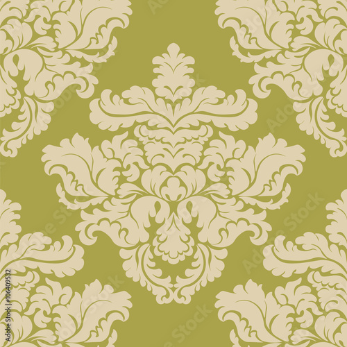 Vintage Classic Damask acanthus leaf ornament element. Luxury texture for wallpapers, backgrounds and invitation cards. Green lint colors. Vector