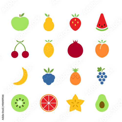 Fruit icons. Vector set.