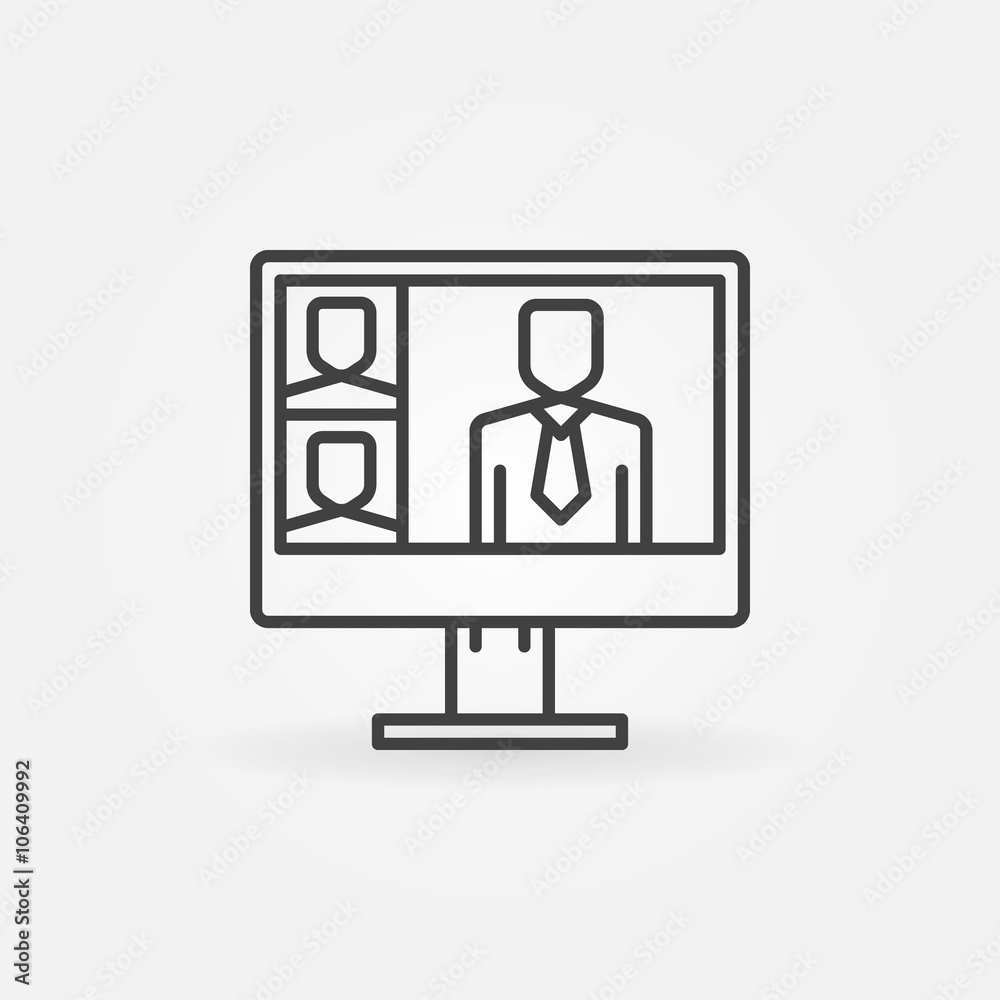 Online video conference line icon Online video conference line icon