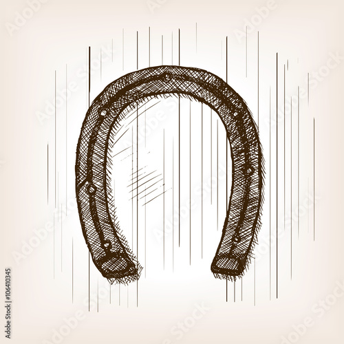 Horseshoe sketch style vector illustration