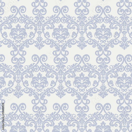 Vector floral damask ornament pattern. Elegant luxury texture for textile, fabrics or wallpapers backgrounds. Blue color