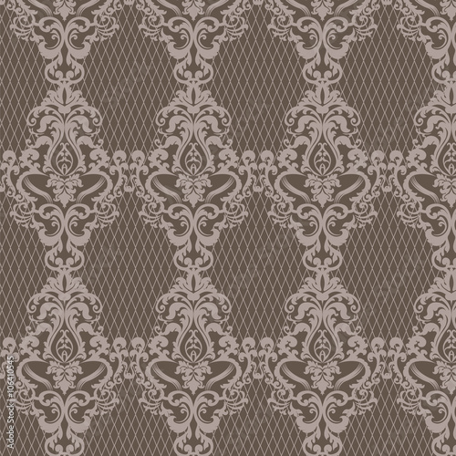 Damask ornament pattern silver color. Elegant luxury texture for textile, fabrics or wallpapers backgrounds. Vector