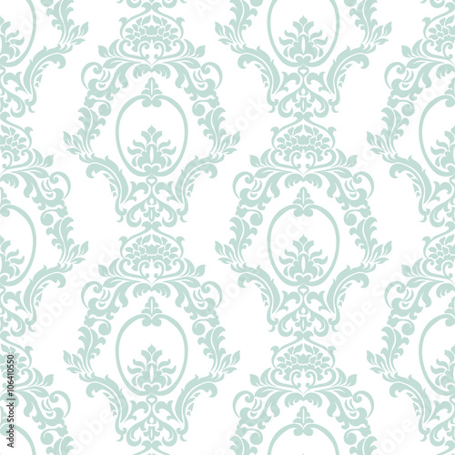 Vector Vintage Damask Pattern ornament Imperial style. Ornate floral element for fabric, textile, design, wedding invitations, greeting cards, wallpaper. Opal blue color