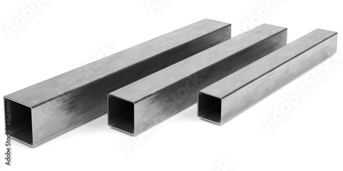 Steel profile pipe on a white background