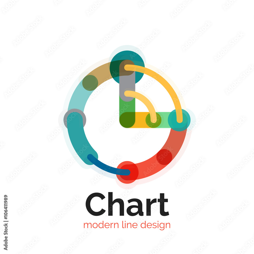 Thin line chart logo design. Graph icon modern colorful flat style Thin line chart logo design. Graph icon modern colorful flat style