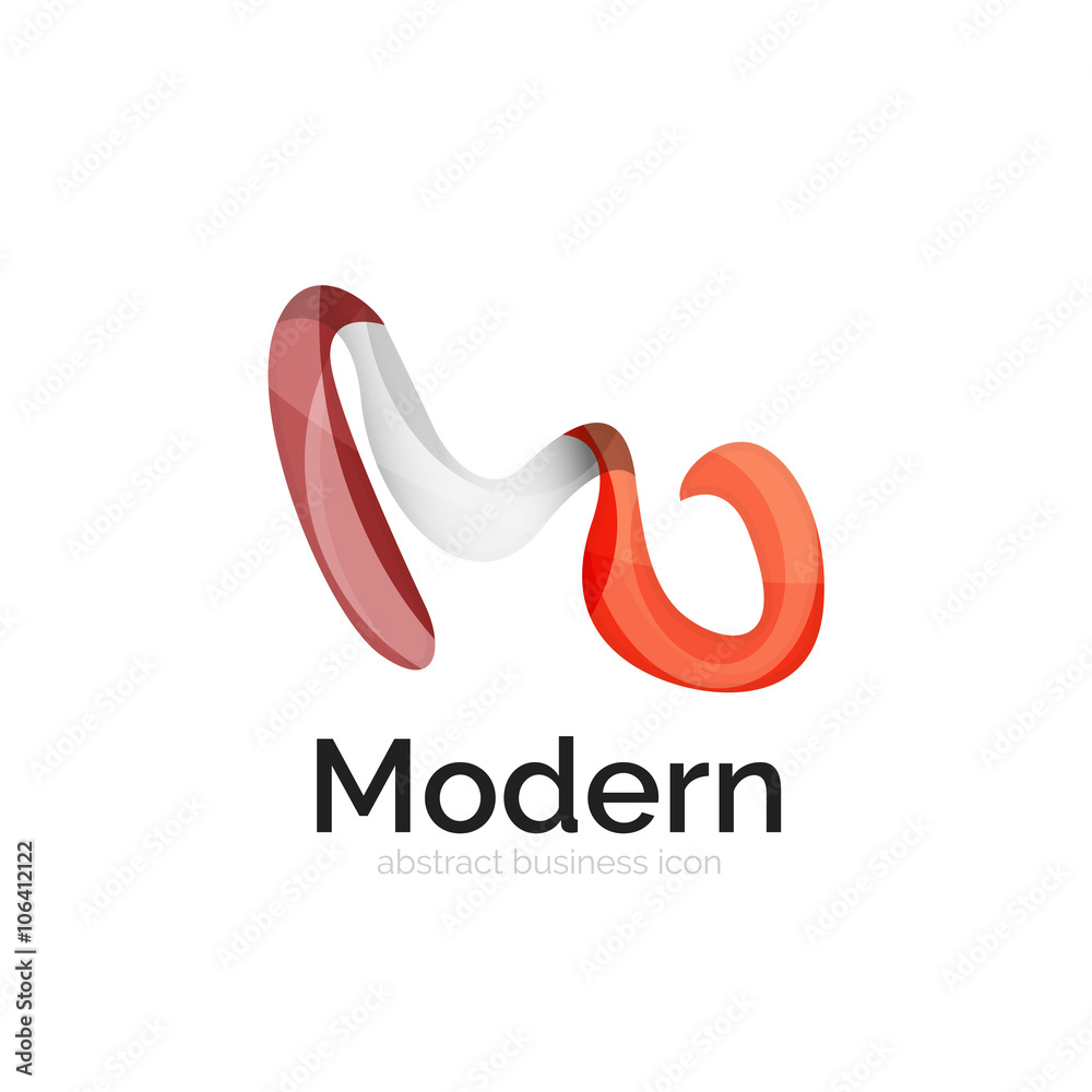 Obraz premium Wave ribbon logo, vector abstract shape