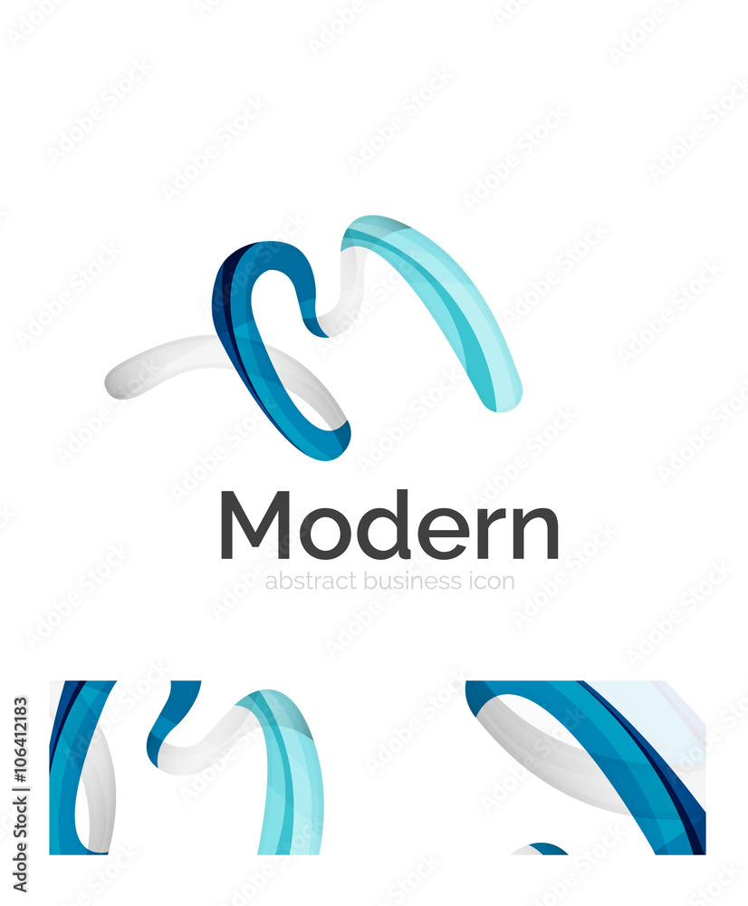 Fototapeta premium Abstract 3d swirl ribbon logo template with business card corporate identity design