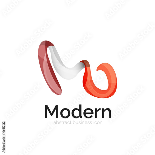 Wave ribbon logo, vector abstract shape
