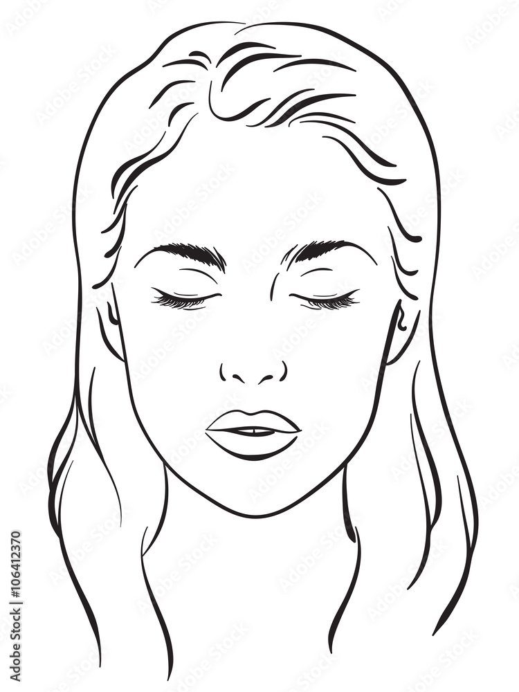 Vetor do Stock: Beautiful woman with closed eyes portrait. Face chart  Makeup Artist Blank Template. Vector illustration. | Adobe Stock