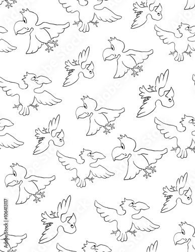 Seamless vector pattern with birds