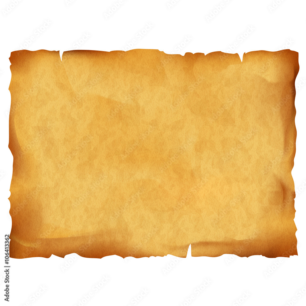 Old parchment isolated on white background